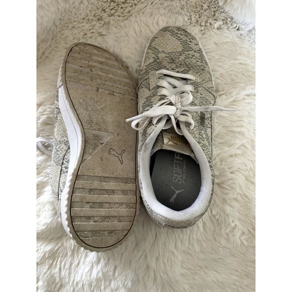 PUMA CARINA SNAKE LUX  WHISPER‎ WHITE LEATHER  LADIES SZ (8.5) EUC - Picture 7 of 9